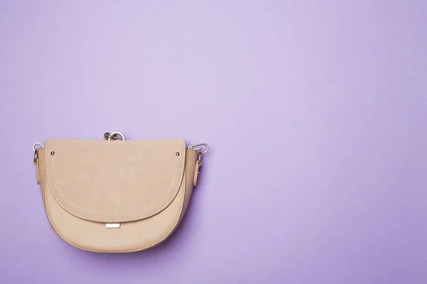 Fashionable Woman Bag Color Background Top View — ストック写真