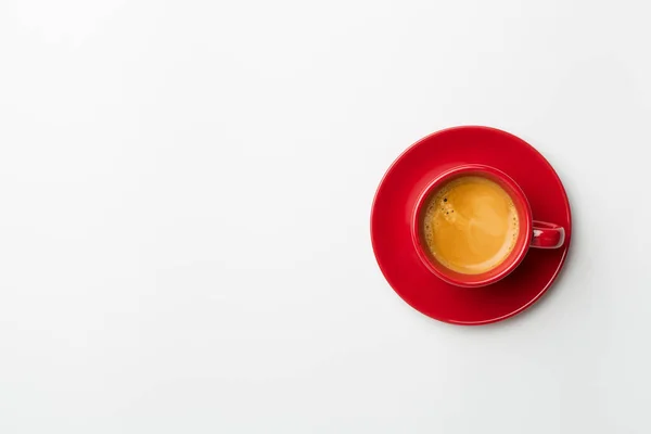 Kopje Heerlijke Koffie Kleur Achtergrond Bovenaanzicht — Stockfoto