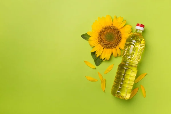 Sunflower Oil Flower Color Background Top View — Stock Photo, Image