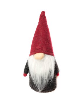 Küçük Noel cücesi beyaz arka planda izole edilmiş, üst görünümde.