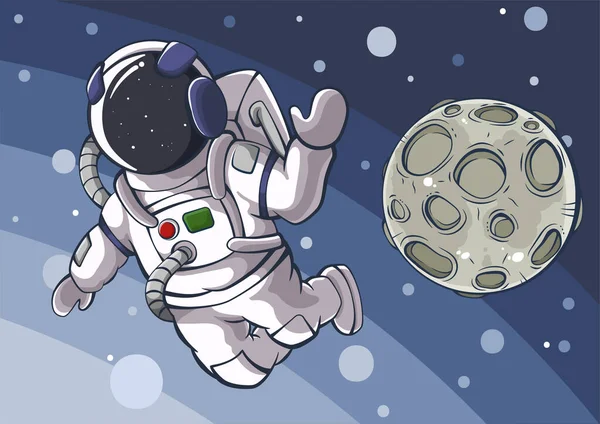 Astronauta Dos Desenhos Animados Lua Espaço —  Vetores de Stock