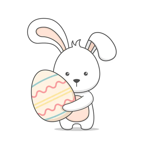 Lindo Conejo Pascua Sosteniendo Huevo — Archivo Imágenes Vectoriales