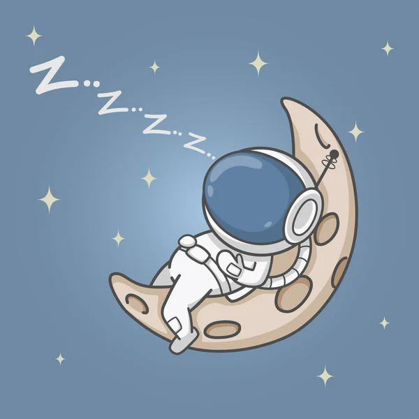 Astronaute Dort Sur Croissant Lune — Image vectorielle