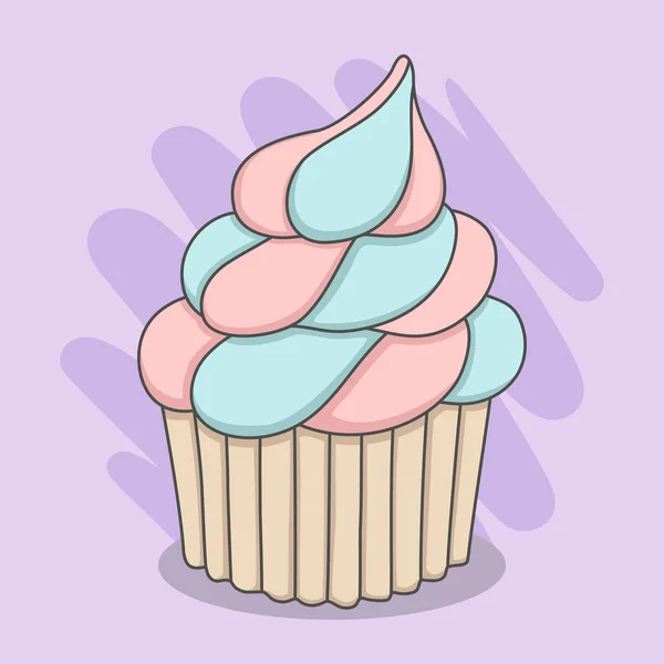 Cupcake Mignon Avec Fouettage Crème Fouettée — Image vectorielle