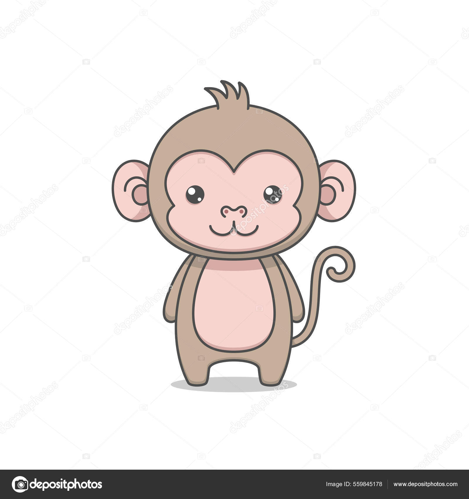 Macaco Bonito Personagem Desenho Animado Simples imagem vetorial