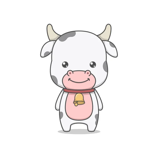 可爱的奶牛简单的卡通角色 — 图库矢量图片