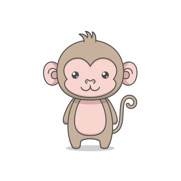 Cute Monkey Simple Postać Kreskówki — Wektor stockowy