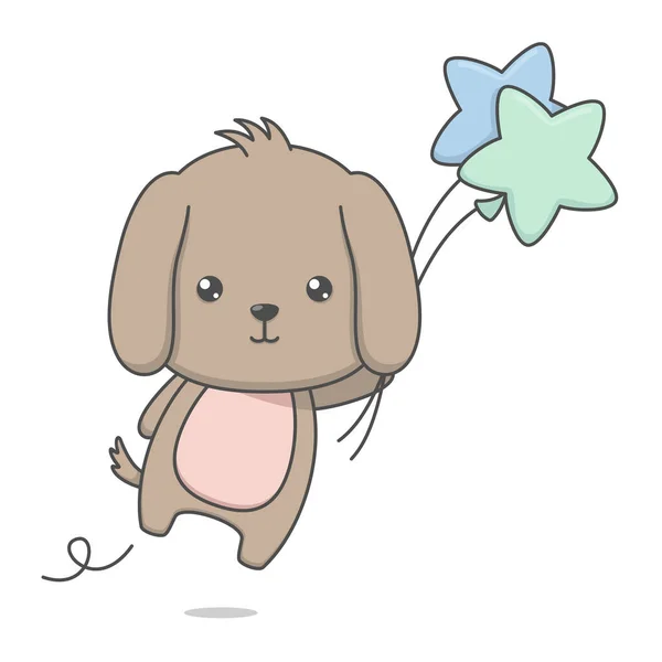 かわいい子犬犬と風船 — ストックベクタ