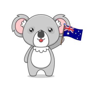 Avustralya Bayrağı Tutan Şirin Koala