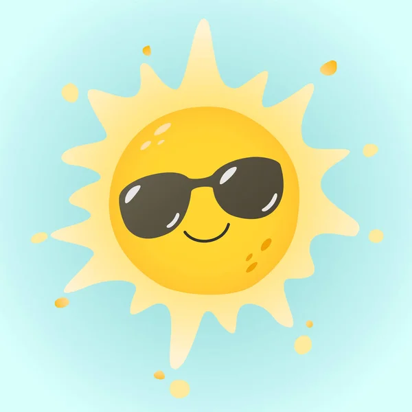 Симпатичный Солнечный Персонаж Солнцезащитных Очках — стоковый вектор