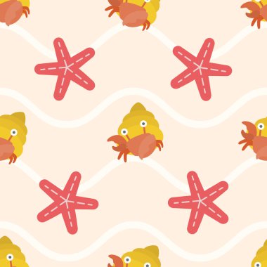 Sevimli yengeç ve yıldız balığı desenleri