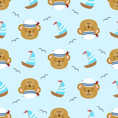 Sevimli çizgi film denizcisi, kusursuz desen.