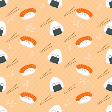 Tatlı çizgi film suşisi kusursuz desen