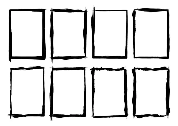 孤立矩形画笔边框集合集 保费矢量 — 图库矢量图片