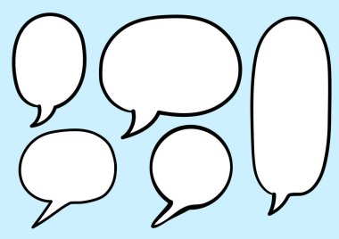 Serbest konuşma baloncukları ve karikatür, karikatür ve karalama tasarımı tabelaları. Premium Vektörü