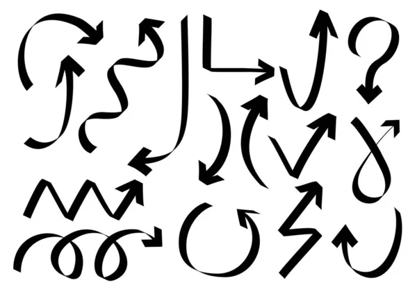Setas Desenhadas Mão Livre Isoladas Fundo Branco Para Elementos Infográficos —  Vetores de Stock