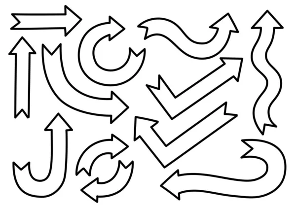 Isolierte Freihändig Gezeichnete Pfeile Auf Weißem Hintergrund Für Elemente Auf — Stockvektor