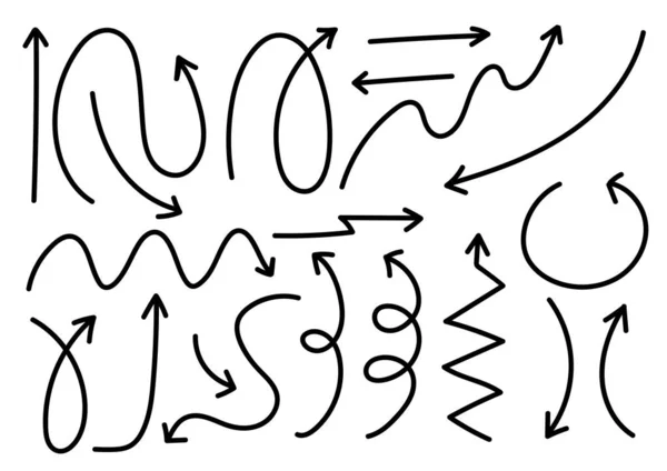 Setas Desenhadas Mão Livre Isoladas Fundo Branco Para Elementos Infográficos —  Vetores de Stock