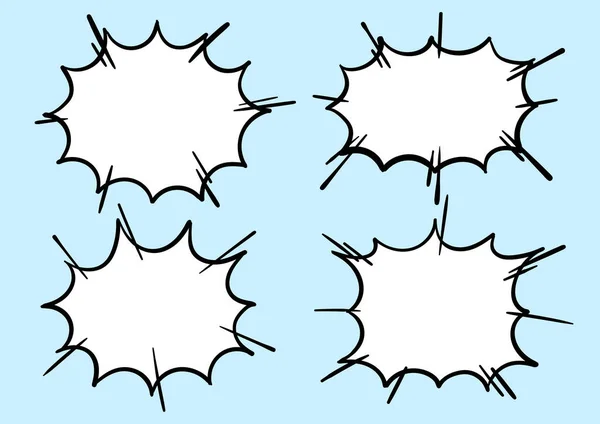 Serbest konuşma baloncukları ve karikatür, karikatür ve karalama tasarımı tabelaları. Premium Vektörü