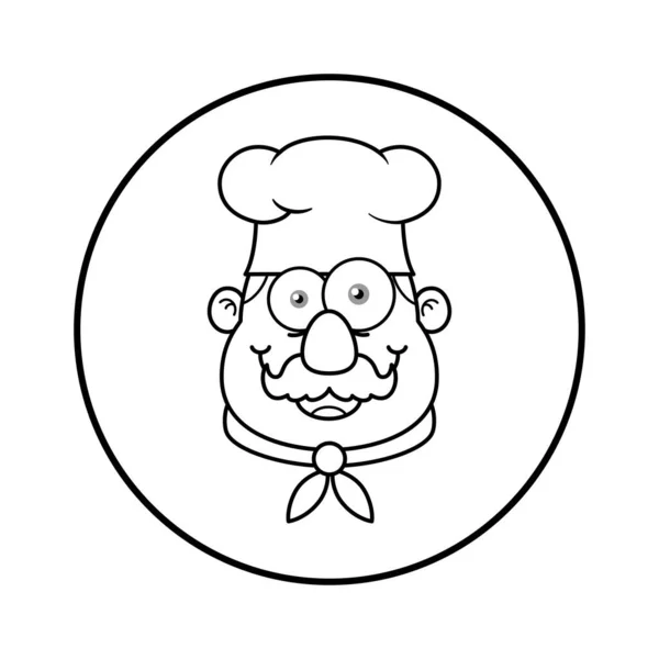 Preto Branco Chef Mascote Logo Cartoon Cara Caráter — Vetor de Stock