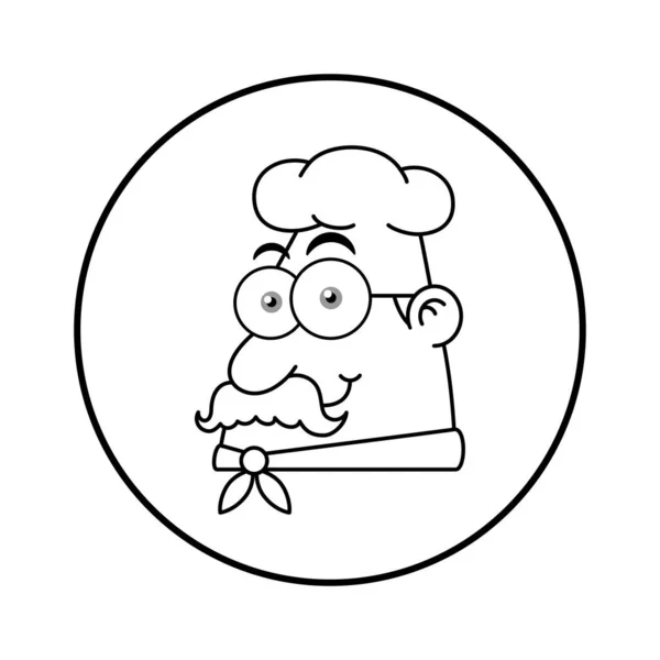 Mascotte Chef Noir Blanc Logo Visage Personnage — Image vectorielle
