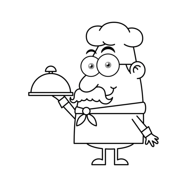 Personagem Preto Branco Logotipo Mascote Chef — Vetor de Stock