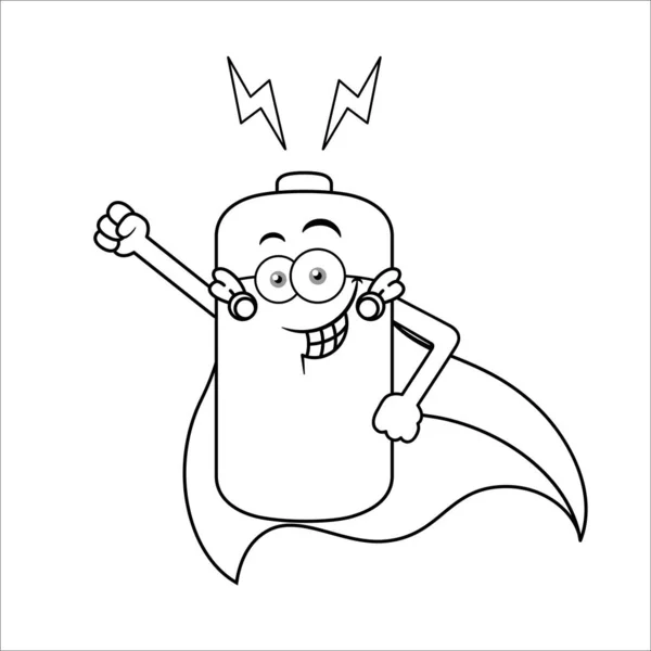Black White Power Battery Hero Cartoon Character — стоковий вектор