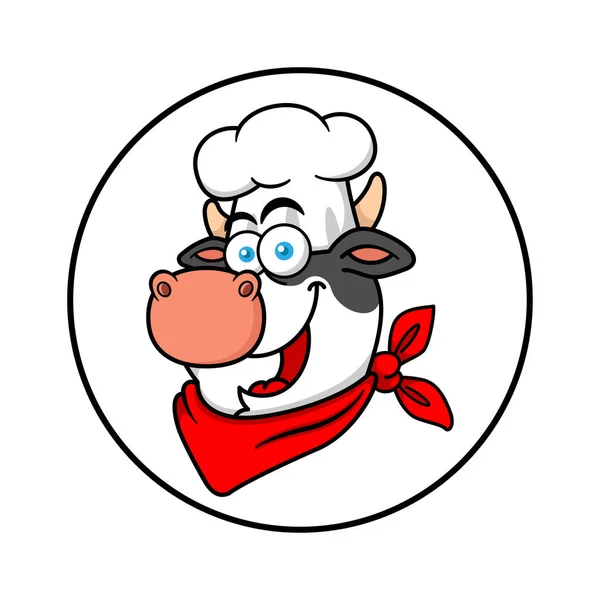 Rajzfilm Tehén Chef Face Kabala Logo — Stock Vector