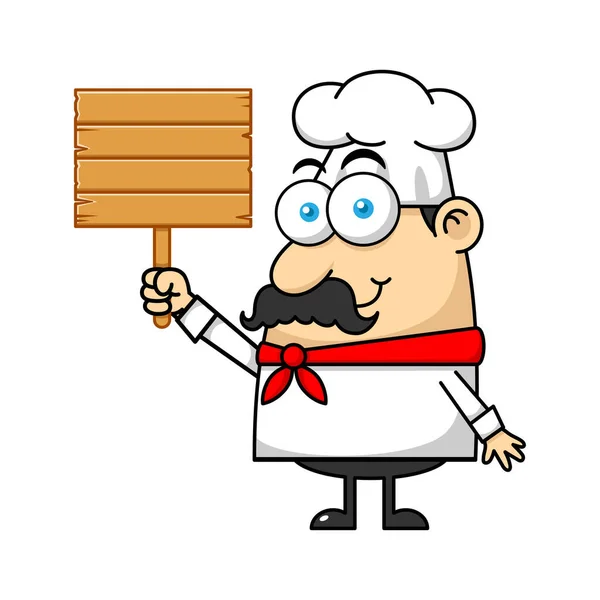 Kuchař Maskot Logo Charakter Holding Board — Stockový vektor