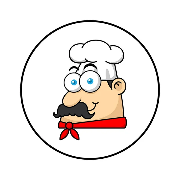 Chef Mascote Logo Cara Personagem — Vetor de Stock