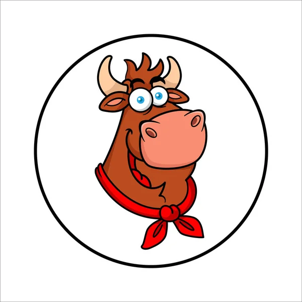 Cara Chef Vaca Mascota Logo — Vector de stock