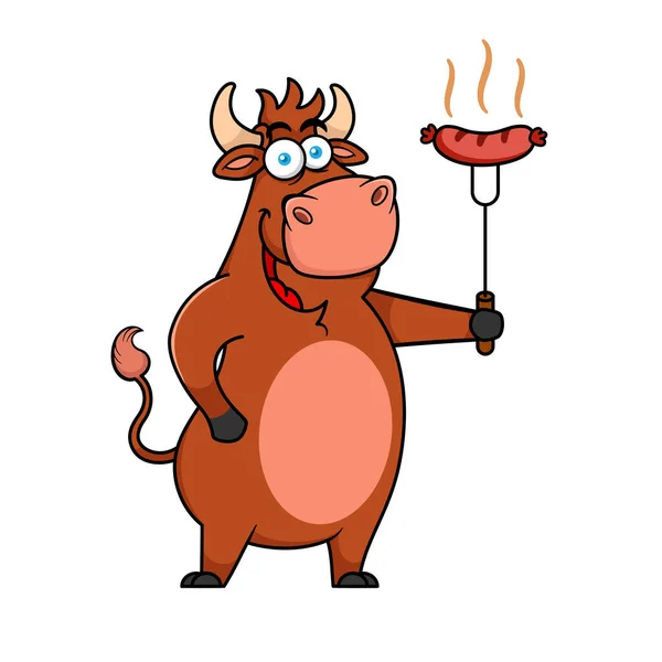 Vaca Con Logo Mascota Salchicha — Vector de stock