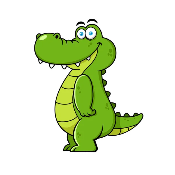 Lustige Krokodil Zeichentrickfigur Premium Vektor — Stockvektor