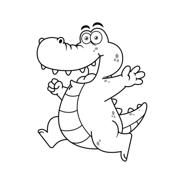 Happy Crocodile Cartoon Character Outline Premium Vector — Stockový vektor