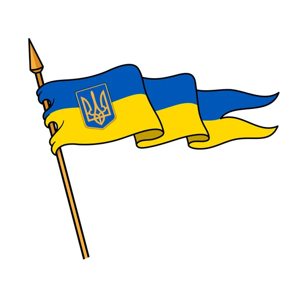 Bandera Larga Medievel Ucrania Con Símbolo — Vector de stock