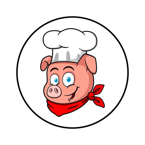 Mascotte Chef Cochon Logo Caractère — Image vectorielle