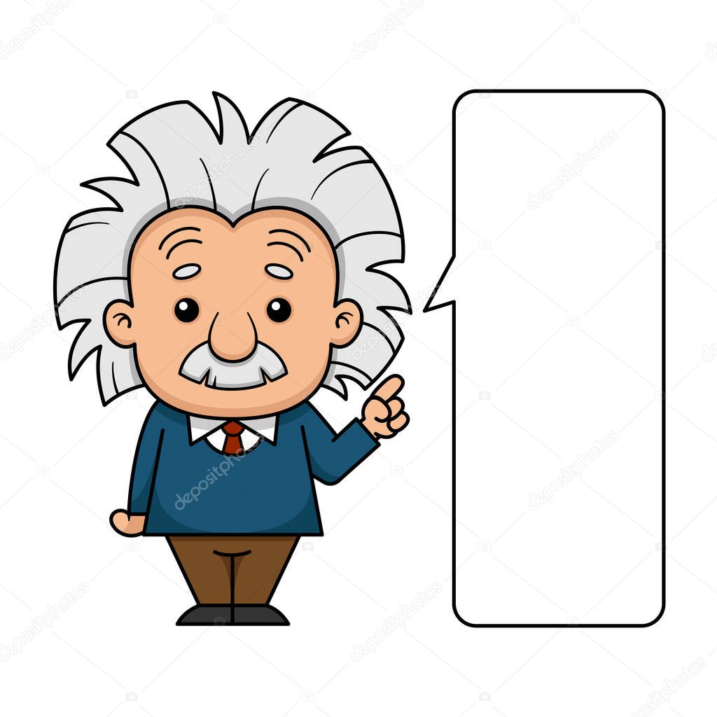 Scientist Albert Einstein Cartoon Character With Callout