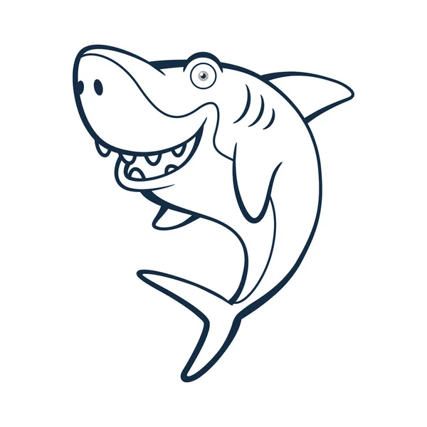 Набросок Персонажа Мультфильма Акула — стоковый вектор