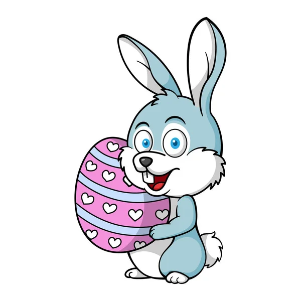 Милий Великодній Кролик Тримає Гігантське Яйце — стоковий вектор