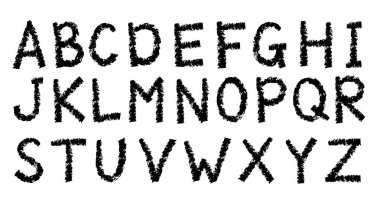 İzole edilmiş El Yazı Tipi Büyük Harf Dizisi. Premium Vektör Elementi.