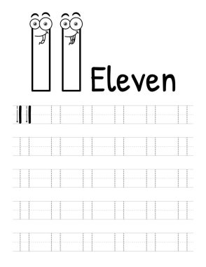 Number Tracing Book Interior For Kids. Children Writing Worksheet. Premium Vector Elements 11.