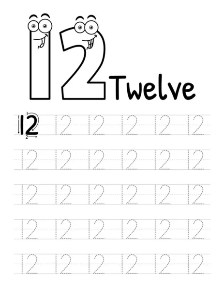 Çocuklar için iç dizayn numaraları. Çalışma Kağıdı Yazan Çocuklar. Premium Vektör Elementleri 12.