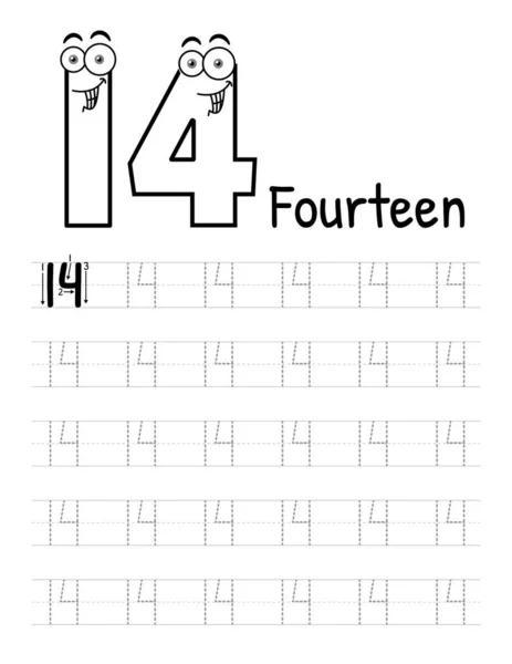 Number Tracing Book Interior Kids Children Writing Worksheet Premium Vector — Archivo Imágenes Vectoriales