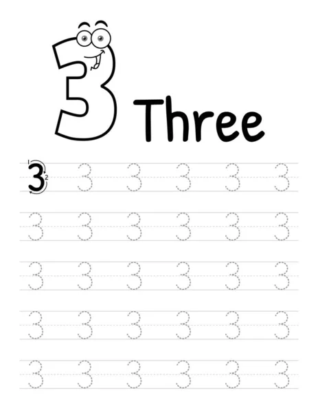 Number Tracing Book Interior Kids Children Writing Worksheet Premium Vector — Wektor stockowy