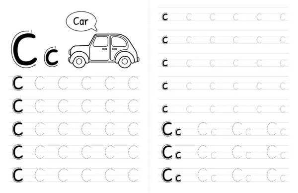 Abc Aalphabets Tracing Book Interior Kids Children Writing Worksheet Picture — Vector de stock