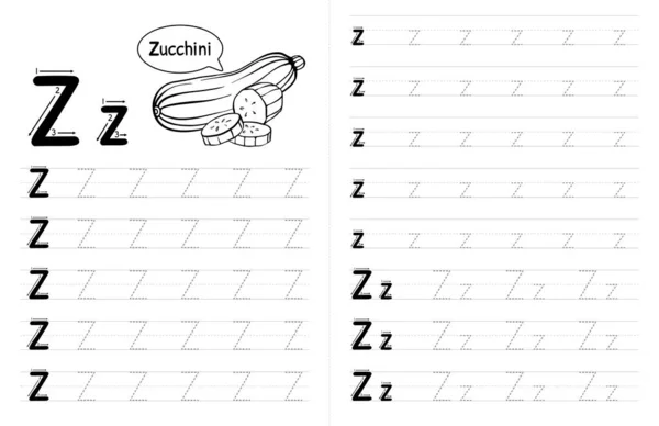 Abc Alphabets Tracing Book Interior Para Crianças Folha Trabalho Escrita — Vetor de Stock