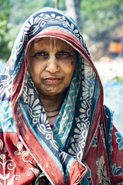 Satkhira Bangladéš Ledna 2017 Portrét Staré Hinduistické Ženy Šedou Tilakou — Stock fotografie