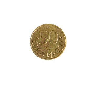 Bulgaristan tarafından üretilen 50 stotinki, bu rakam değerini gösteriyor