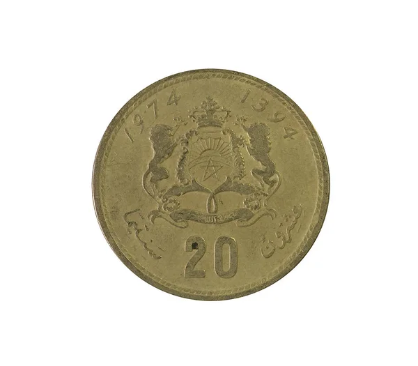 Монет Сантимат Производства Марокко Которых Изображены Герб Цифровая Стоимость — стоковое фото