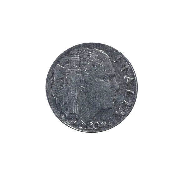 Centesimi Moneda Hecha Por Italia 1941 Que Muestra Fasces Plurale — Foto de Stock
